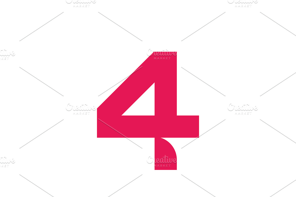 Number 4 simple logo icon design, a Branding & Logo Template by T.Vooka