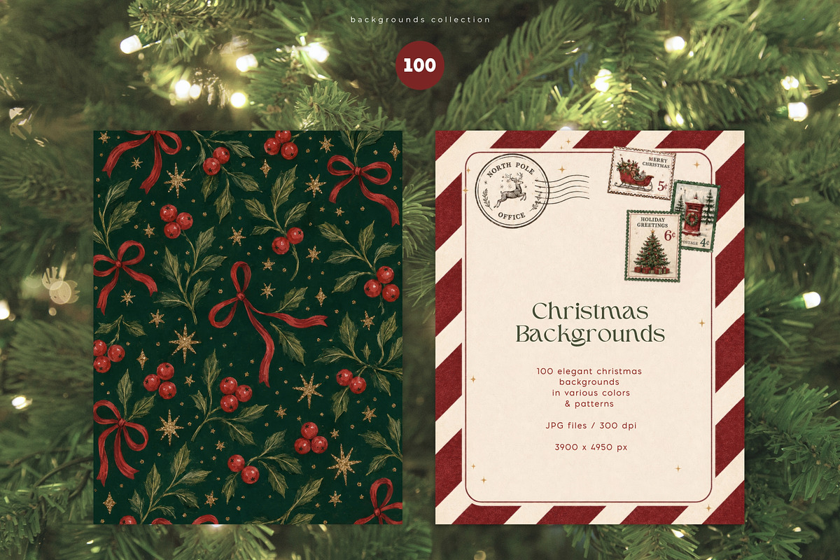 100 Elegant Christmas Backgrounds, a Background Graphic by PeDe Designs (Photo 11 of 17)