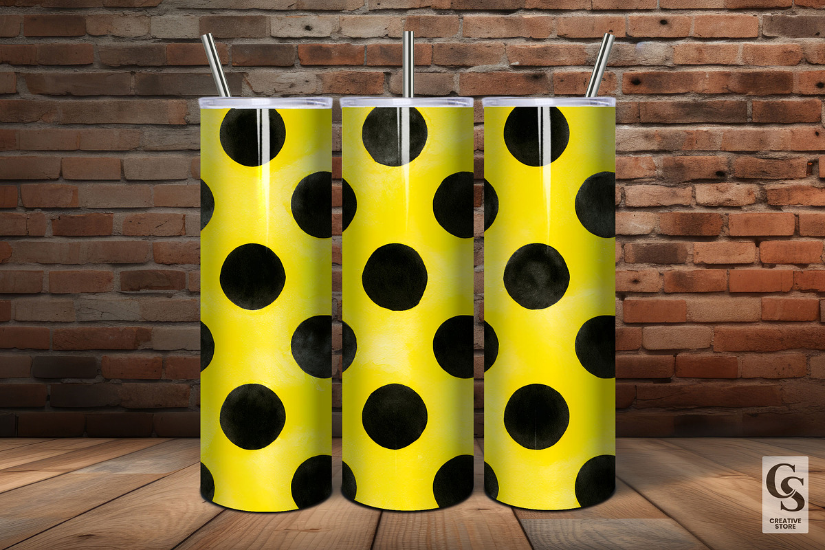 Black Yellow Watercolor Polka Dots, a Pattern Graphic by Creative Store (Photo 5 of 5)