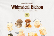 Whimsical Bichon: Kawaii Sticker Kit, an Animal Illustration by divanovskaya_nv (Thumbnail 9 of 18)