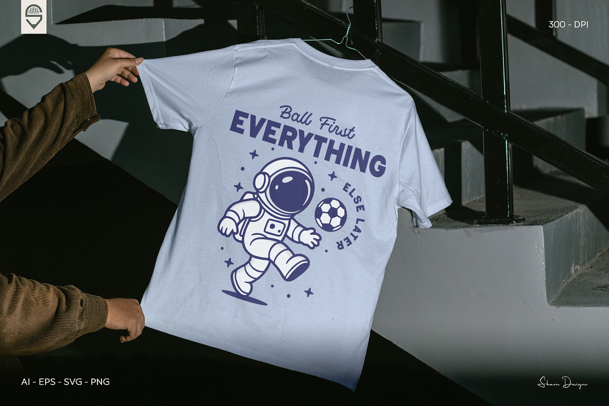Astronaut Soccer T-Shirt Design, a Sport Illustration by shaondesigns (Photo 4 of 7)