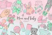 Mom And Baby Clipart, an Object Illustration by GlamArtZhanna (Thumbnail 1 of 3)