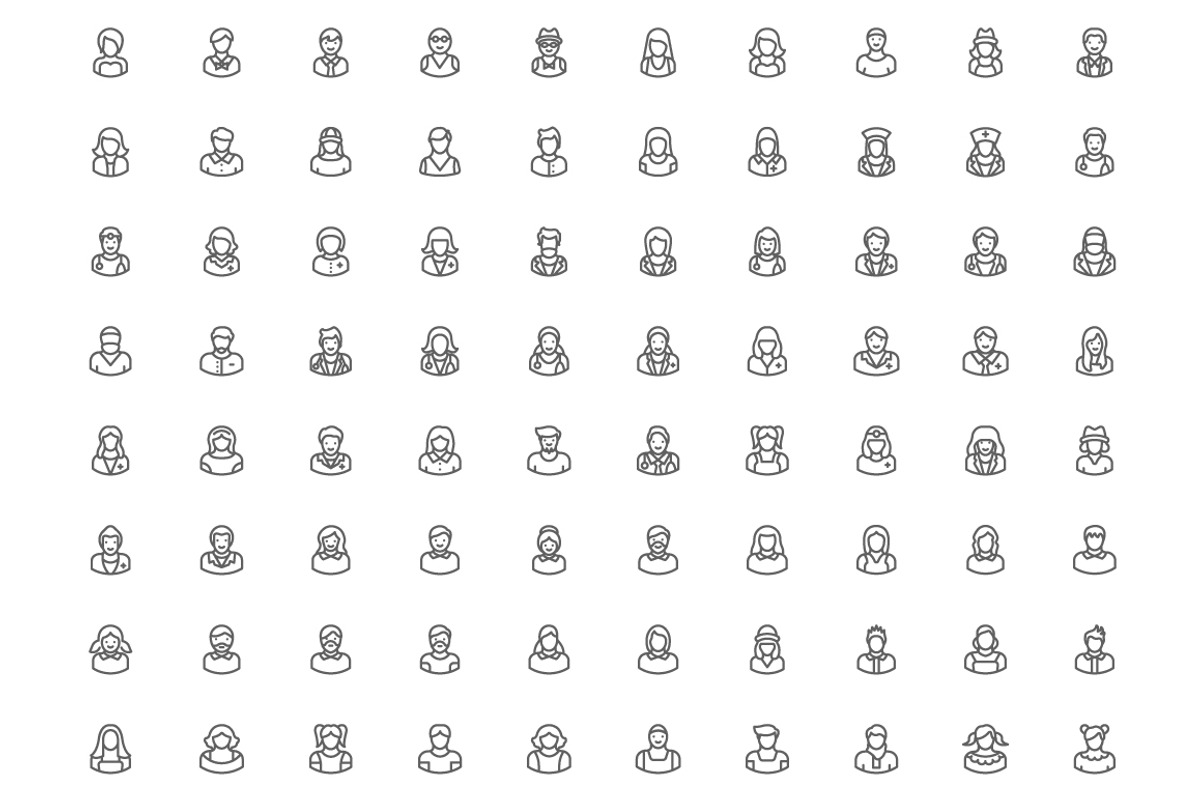 160 Avatars Line Icons, an Outline Icon by Vectors Market (Photo 2 of 3)