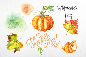 Pumpkin Watercolor Digital Clipart