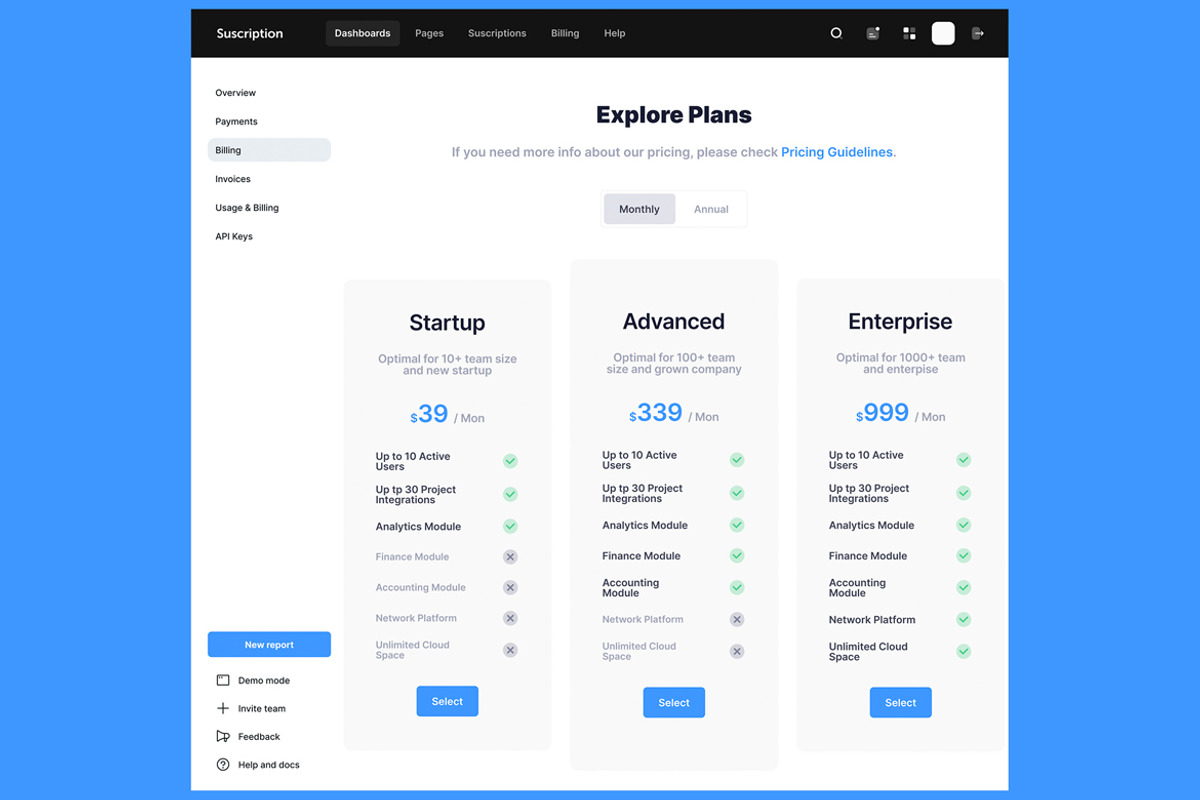 Subscription Dashboard, Bill Web App, an App Template by nagaredesignstudio (Photo 2 of 5)