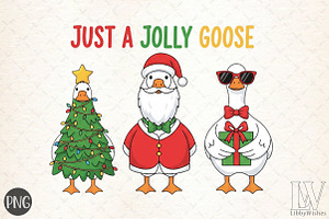 Just a Jolly Goose,Christmas Goose P, an Illustration by Libby Wishes