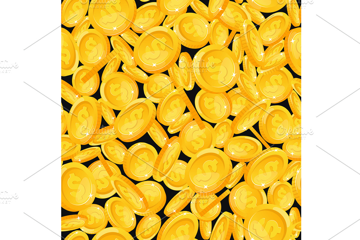 Gold coins with dollar sign seamless, a Finance Illustration by Vectorbuum