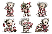 Christmas Whimsical Teddy Clipart, a Seasonal Illustration by Creative Art (Thumbnail 5 of 7)
