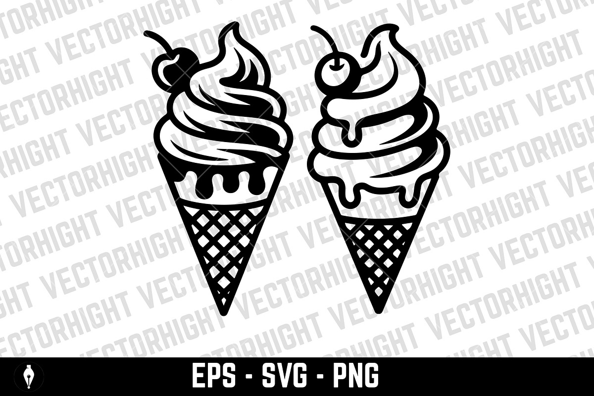 Ice cream cone, a Food Illustration by Vectorhight (Photo 2 of 3)