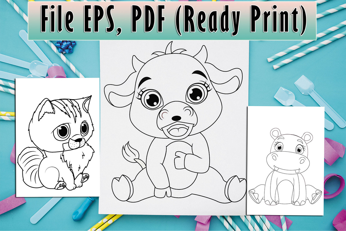 Coloring Page Baby Animal, an Illustration by Eka Design (Photo 3 of 3)