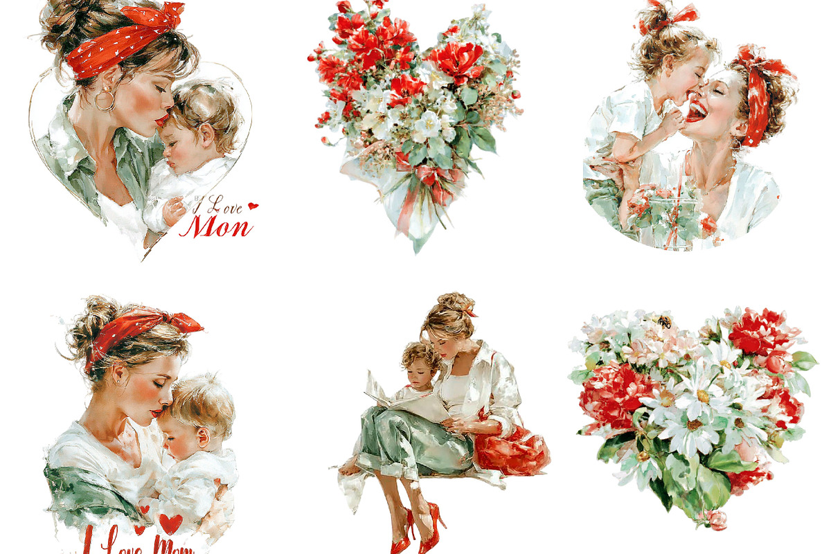 I Love You Mom – Mother's Day, an Illustration by Designking (Photo 2 of 5)