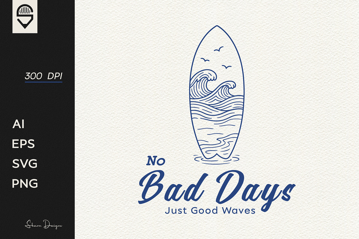 Minimalist surfboard ocean line art, a Graphic by shaondesigns (Photo 1 of 4)