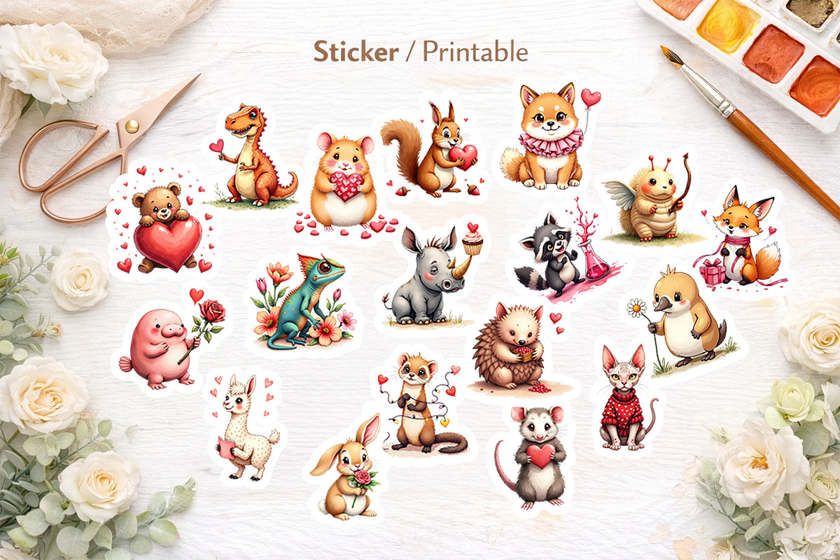 Ugly Cute Valentine Animal Clipart, an Animal Illustration by Artnoy (Photo 7 of 8)