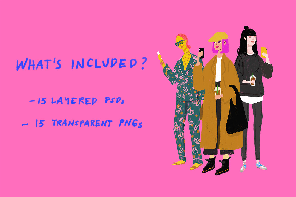 15 hand drawn girls illustration set, an Illustration by Plainly Simple Store (Photo 2 of 13)