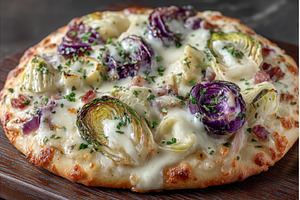 A close-up of a vegetarian pizza, a Food & Drink Photo by ZinetroN