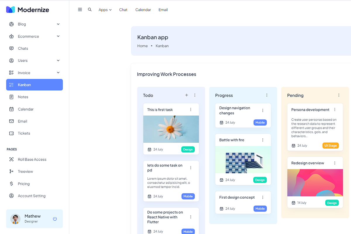 Modernize React MUI Admin Dashboard