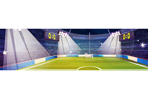 Cartoon soccer stadium at night, a Sport Illustration by art PVP - market