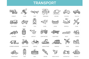Transport, Vehicle icons, an Outline Icon by Tettygreen