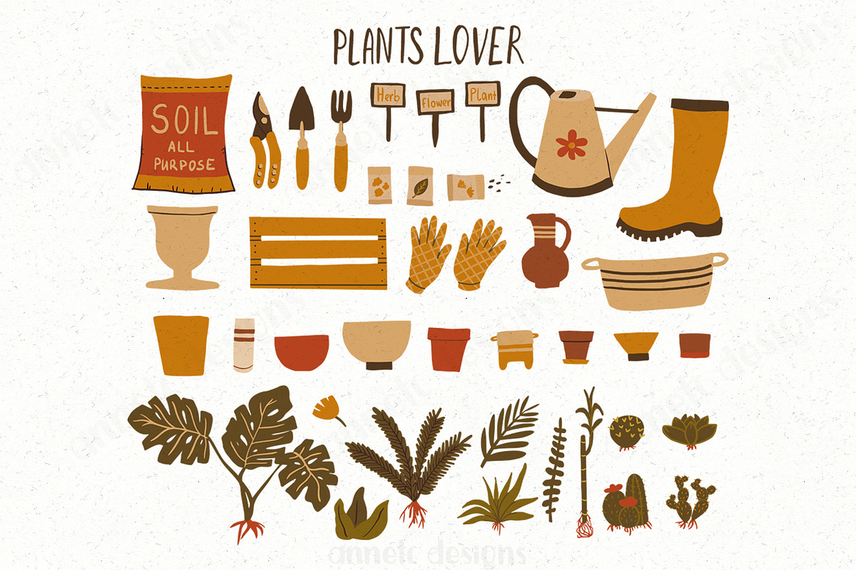 Gardening plants clipart, stickers, an Illustration by ann_etc (Photo 3 of 11)