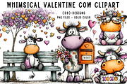 Whimsical Valentine Cow Clipart, an Illustration by CreationArt (Thumbnail 1 of 6)