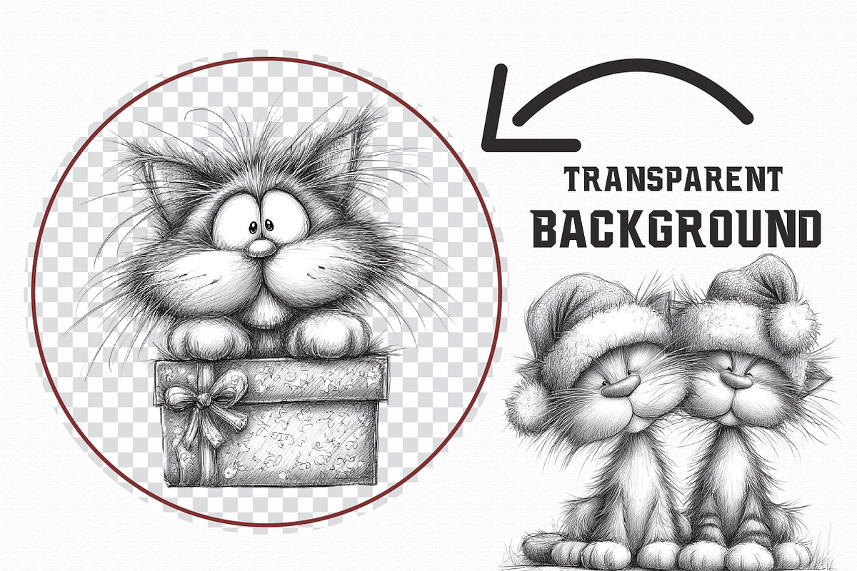 Whimsical Christmas Cat Clipart, an Illustration by Libby Wishes (Photo 8 of 9)
