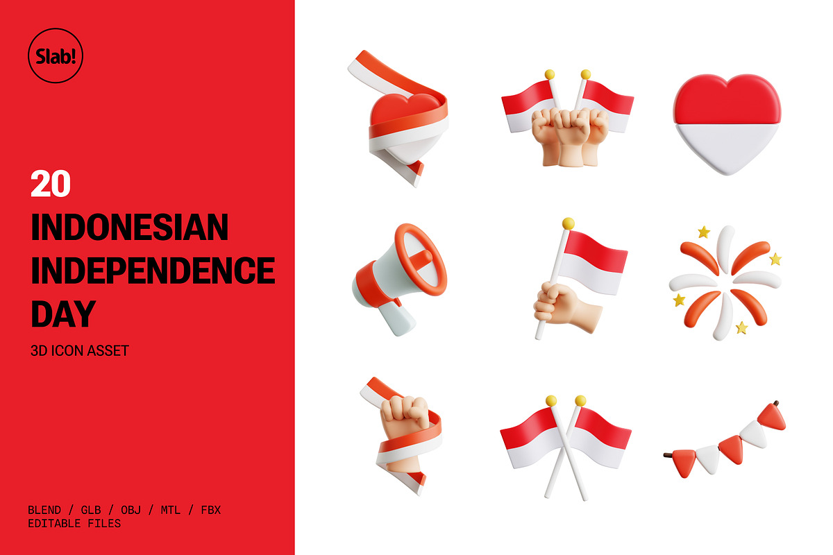 Indonesian Independence Day 3D Icon, an Object 3D Model by SLAB! Design (Photo 1 of 4)