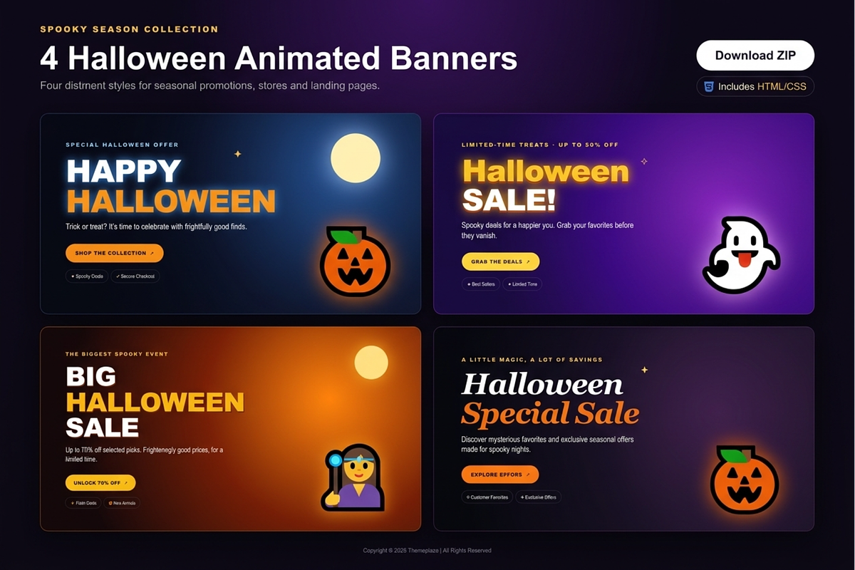 Halloween Animated HTML Banners, a HTML Template by Themeplaza (Photo 3 of 4)