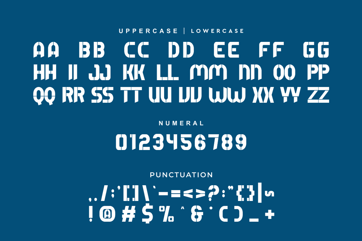 Awone Stencil Font, a Sans Serif Font by Iqsiart Studio (Photo 6 of 7)