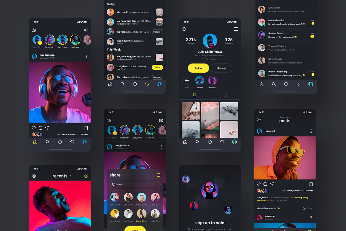 Social Media UI Kit (for Figma), an UI Kit Template by Julia Shagofferova (Photo 4 of 13)