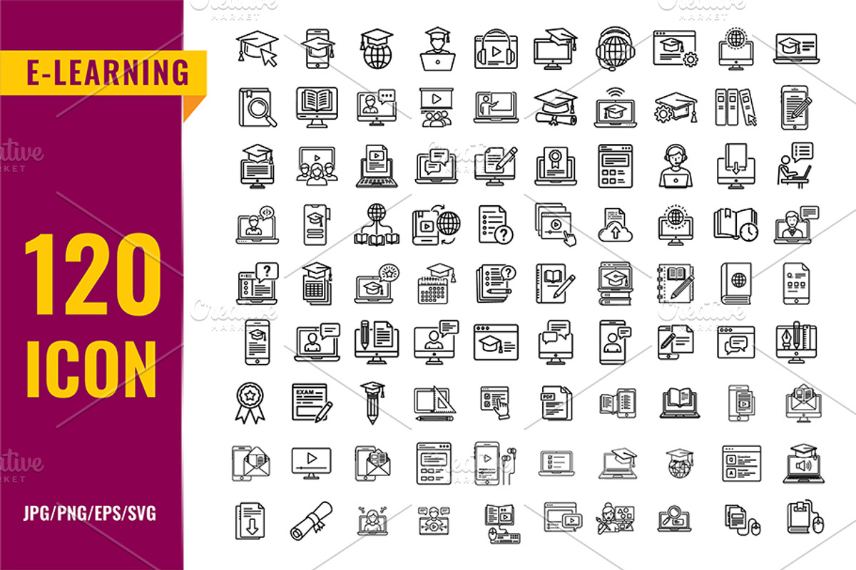E-Learning Outline Icons Pack, an Outline Icon by gstudiovect21 (Photo 2 of 2)
