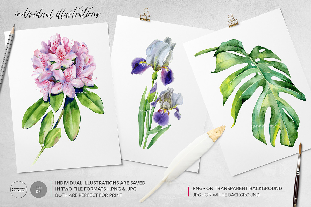 Watercolor tropics, a Pattern Graphic by Anna Myslivets Art (Photo 8 of 12)