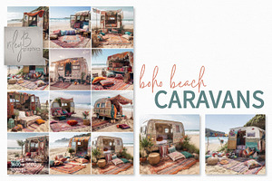 Boho Beach Caravan Digital Paintings