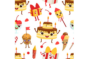Birthday Party Seamless Pattern, an Illustration by TopVectors
