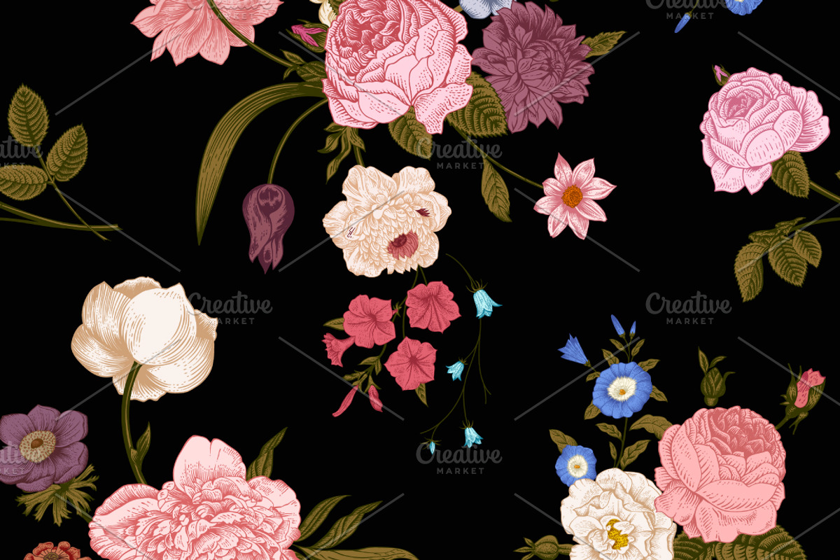 Vector floral pattern. Vivid color preview 2