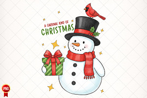 Christmas Snowman Cardinal PNG, an Illustration by SinaCreation