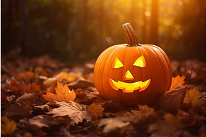 Smiling Autumn Halloween Pumpkin