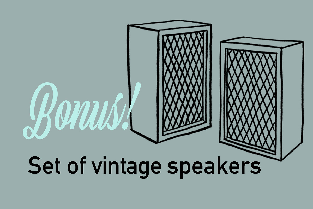 Vintage record player illustrations, an Object Illustration by Serifs & Whiskey (Photo 3 of 4)