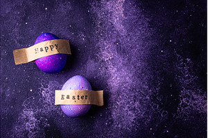 Easter eggs painted in purple color, a Holiday Photo by Yulia Furman