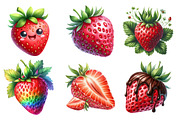 Watercolor Strawberry Clipart PNG, an Illustration by SinaCreation (Thumbnail 2 of 5)