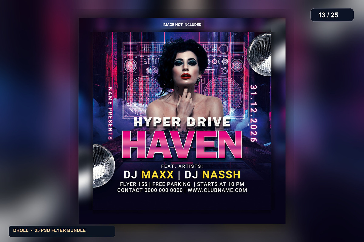 25 Nightclub Party Flyer PSD Bundle, a Flyer Template by Flyer Arts (Photo 16 of 29)