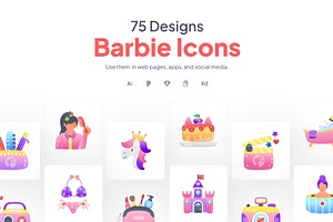Barbie and Beauty Icon Set, a Duotone Icon by Prosymbols