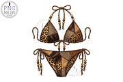 Leopard Print Patchwork Bikini PNG, a Work Illustration by Black Bird Studio (Thumbnail 1 of 3)
