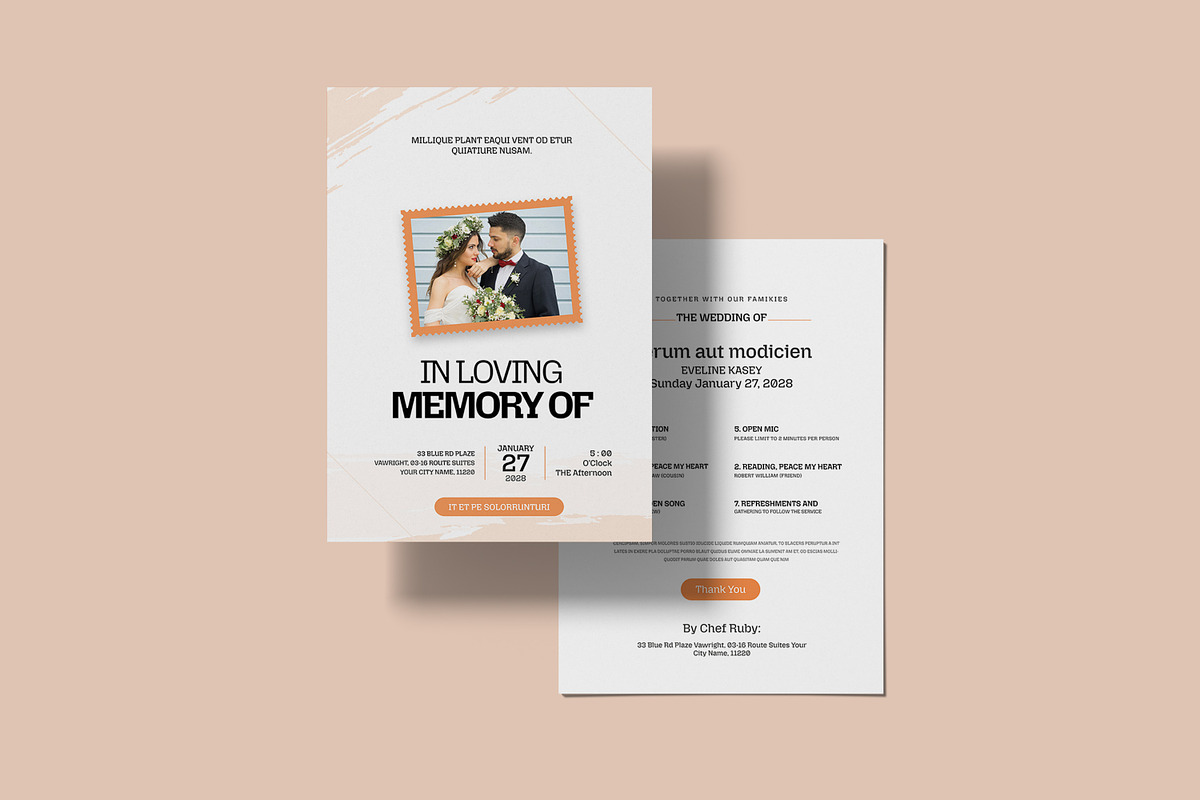 Memorial Program Template Word, an Invitation Template by Creatiya Type (Photo 2 of 5)