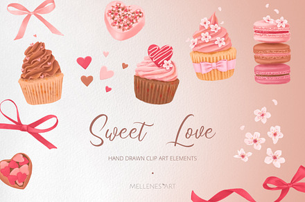 Valentine's day cupcakes clipart