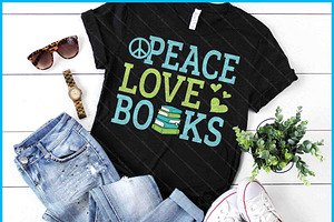Books Peace Love Bookworm Book Lover, a Graphic by Creativeusart