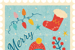 Retro Christmas card, a Decorative Illustration by JYa_Design