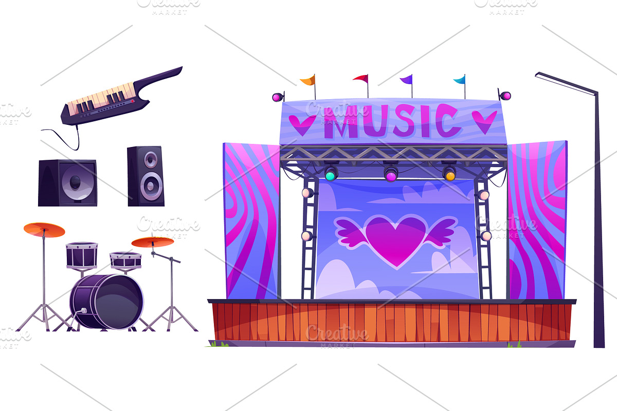 Outdoor music festival design, an Illustration by art PVP - market