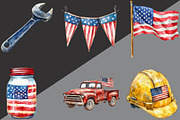Labor Day Watercolor Clipart, an Illustration by Black Bird Studio (Thumbnail 2 of 6)