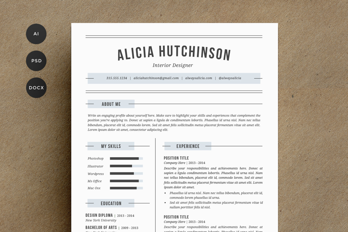 Resume Template 4 Pack | CV Template, a Resume Template by Refinery Resume Co. (Photo 1 of 3)