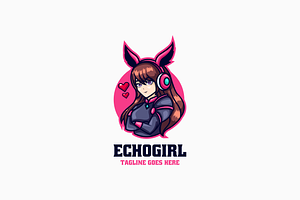 Echogirl Mascot Cartoon Logo, a Branding & Logo Template by Artnivora.Std